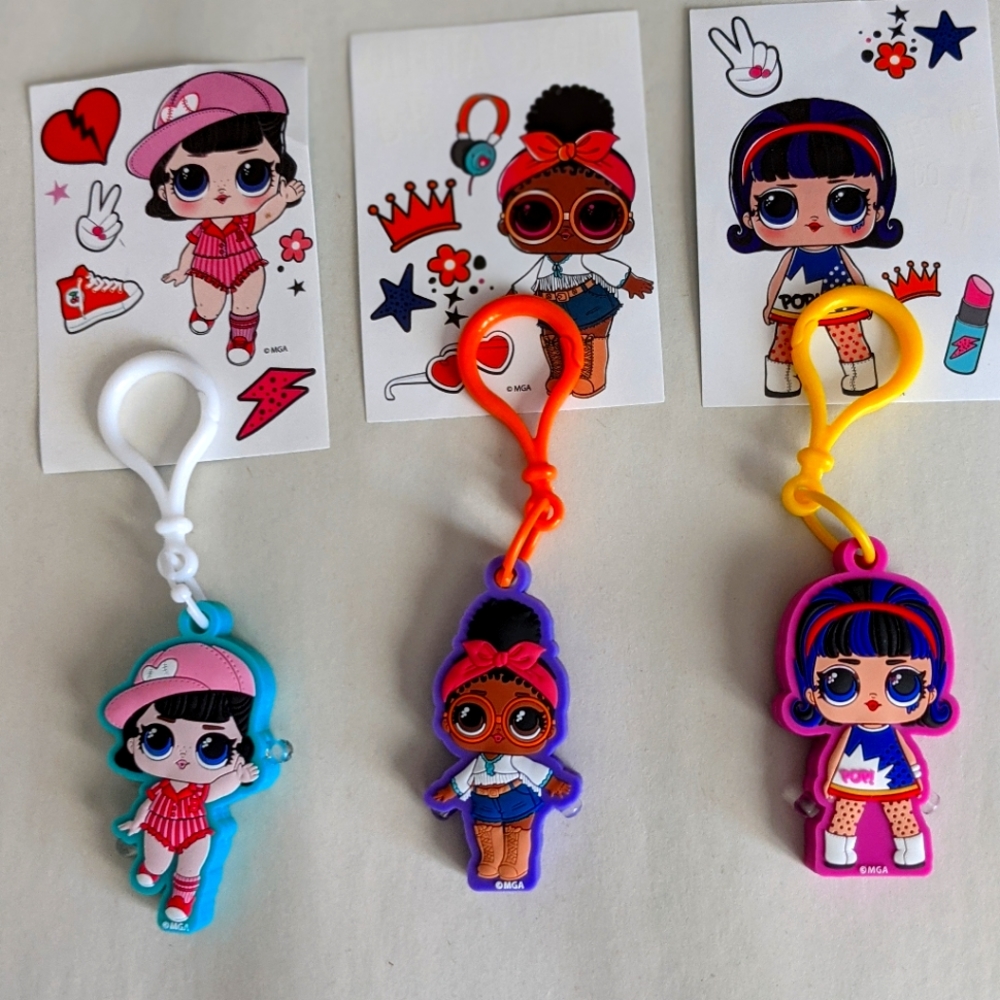 LOL Surprise  Light Ups !!  Keytag / Backpack Clip.  3 random